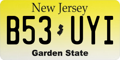 NJ license plate B53UYI