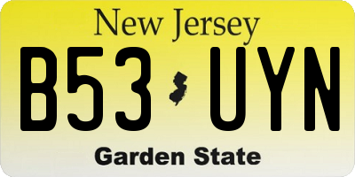 NJ license plate B53UYN