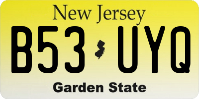NJ license plate B53UYQ