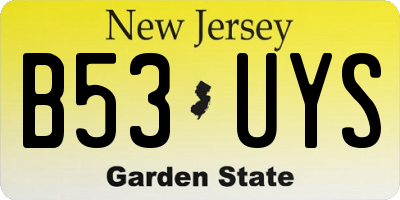 NJ license plate B53UYS