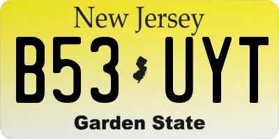 NJ license plate B53UYT
