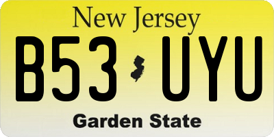 NJ license plate B53UYU