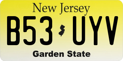 NJ license plate B53UYV