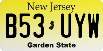 NJ license plate B53UYW