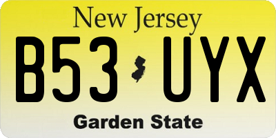 NJ license plate B53UYX
