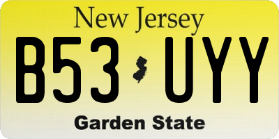 NJ license plate B53UYY