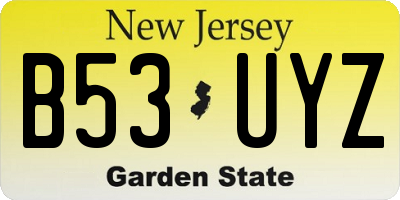 NJ license plate B53UYZ