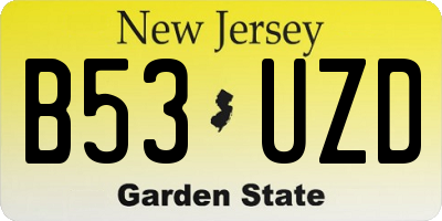 NJ license plate B53UZD