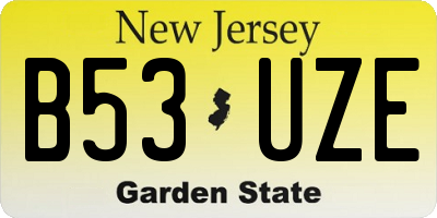 NJ license plate B53UZE