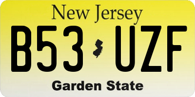 NJ license plate B53UZF