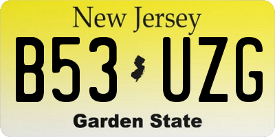 NJ license plate B53UZG