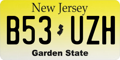 NJ license plate B53UZH