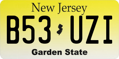 NJ license plate B53UZI