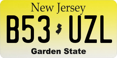 NJ license plate B53UZL