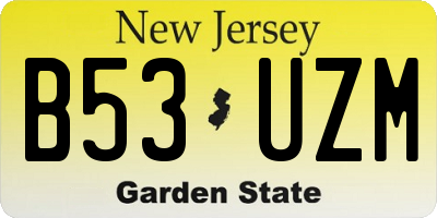 NJ license plate B53UZM