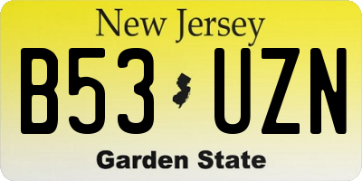 NJ license plate B53UZN