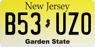 NJ license plate B53UZO