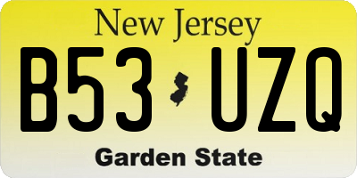 NJ license plate B53UZQ