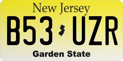 NJ license plate B53UZR