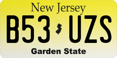 NJ license plate B53UZS