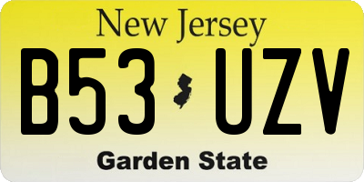 NJ license plate B53UZV