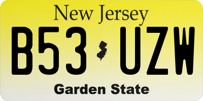 NJ license plate B53UZW