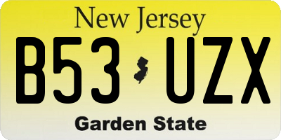 NJ license plate B53UZX