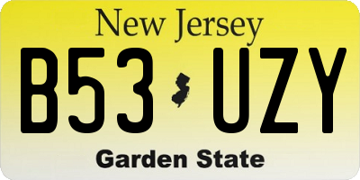 NJ license plate B53UZY