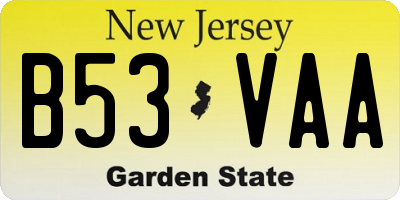 NJ license plate B53VAA