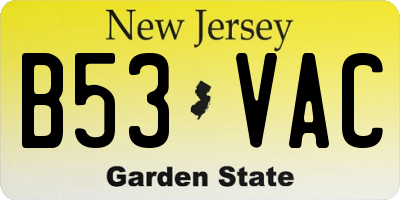 NJ license plate B53VAC