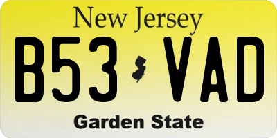 NJ license plate B53VAD