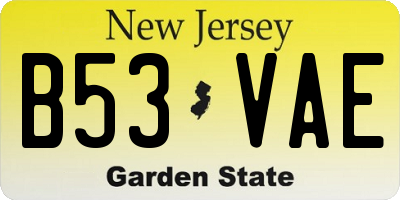 NJ license plate B53VAE