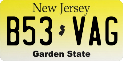 NJ license plate B53VAG