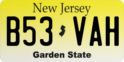NJ license plate B53VAH