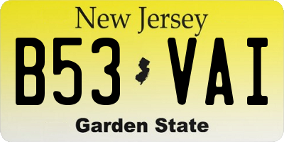 NJ license plate B53VAI