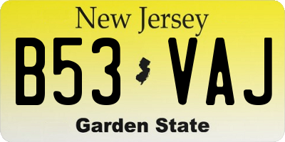 NJ license plate B53VAJ