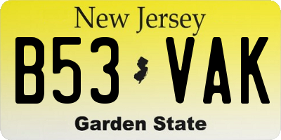 NJ license plate B53VAK