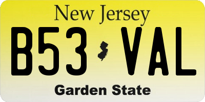 NJ license plate B53VAL