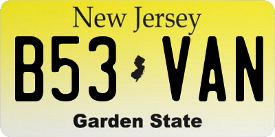 NJ license plate B53VAN
