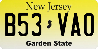 NJ license plate B53VAO