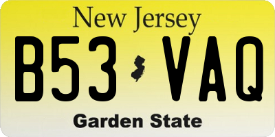 NJ license plate B53VAQ