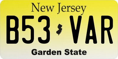 NJ license plate B53VAR