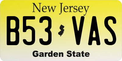 NJ license plate B53VAS