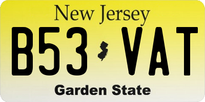 NJ license plate B53VAT