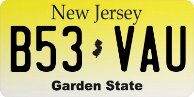 NJ license plate B53VAU