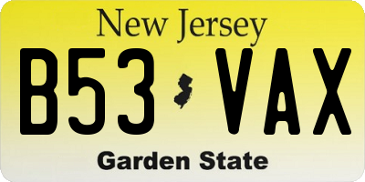 NJ license plate B53VAX