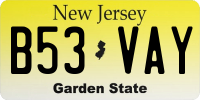 NJ license plate B53VAY