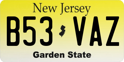 NJ license plate B53VAZ