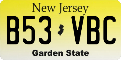 NJ license plate B53VBC
