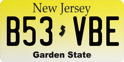 NJ license plate B53VBE
